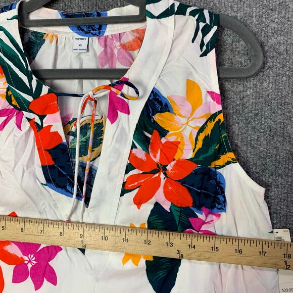 NEW Sleeveless Tie-Neck Shift Dress for Women SZ XS Tropical Floral - Picture 3 of 10